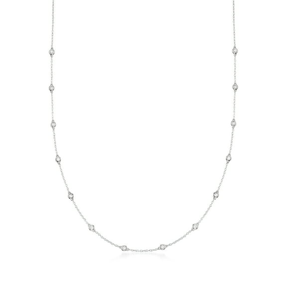 Ross-Simons 0.50 ct. t.w. Bezel-Set Diamond Station Necklace in 14kt White Gold, Women's, Adult