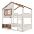 thumbnail image 5 of Harper & Bright Designs Full Size House Bunk Bed with Bookshelf and Window, Full over Full Bunk Bed Frame with Safety Fence and Ladder for Boys and Girls, Beige, 5 of 5