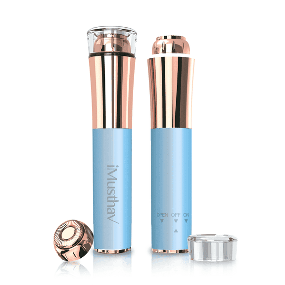 iMusthav Portable Flawless Facial Hair Remover Trimmer Epilator, Painless Electric Razor For Face, Lips and Chin. 18K Gold-Plated With 360° LED Light.
