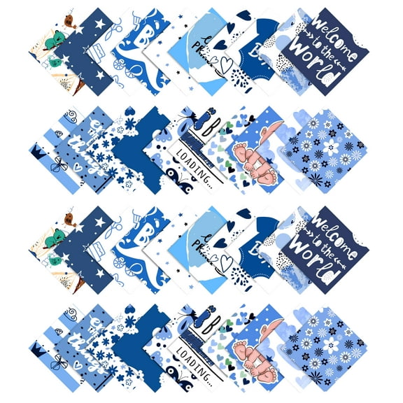 Soimoi Precut 10-inch Baby Girl Prints Cotton Fabric Bundle Quilting Squares Charm Pack DIY Patchwork Sewing Craft- Medium Blue