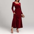 thumbnail image 5 of BVOFAR Women's Elegant Velvet Dress Long Sleeve Square Neck A Line Dresses Cocktail Party Evening Dress Solid Color Flowy Maxi Dresses, 5 of 6