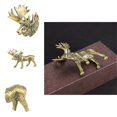 thumbnail image 1 of Figurine Élan Grande Corne Style Rétro Réaliste Statue d'Animal en Laiton Massif pour Bureau, 1 of 8