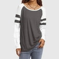 thumbnail image 2 of Tops for Women Fashion Striped Color Block Crew Neck Long Sleeve Pullover Tunic Shirts Relaxed Fit Casual Workout Basic Casual Outfits Clothes 2025, 2 of 6