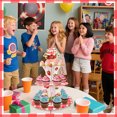 thumbnail image 5 of 3 Tier Strawberry Cardboard Cupcake Stand, Round Berry Sweet Red Plaid Dessert Tower Holder, Party Table Decorations for Birthday, Afternoon Tea, 5 of 6
