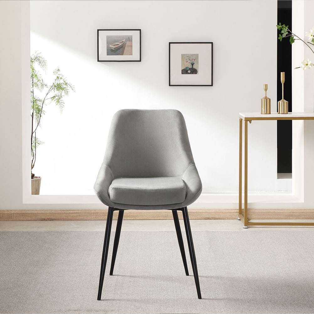 Kepooman Dining Chairs, Mid Century Modern Kitchen Velvet Upholstered Accent Leisure Chairs, Set of 2, Grey Kepooman Dining Chairs, Mid Century Modern Kitchen Velvet Upholstered Accent Leisure Chairs, Set of 2, Grey