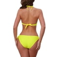 thumbnail image 3 of Conjuntos de bikini de halter con nudo y trenzado para mujer de 2 piezas, tirantes dobles, parte inferior triangular con lazo en la espalda, trajes de baño talla X-Large, color amarillo, 3 of 5