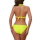 thumbnail image 3 of Conjuntos de bikini de halter con nudo y trenzado para mujer de 2 piezas, tirantes dobles, parte inferior triangular con lazo en la espalda, trajes de baño talla X-Large, color amarillo, 3 of 5
