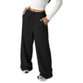 thumbnail image 4 of Girls Casual Straight Leg Pants Loose Fit Drawstring Elastic Waistband Sweatpants Everyday Play Active Trousers 5-14Y Black, 4 of 4