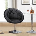 thumbnail image 2 of Yaheetech Chaise à Dossier Rond Capitonné Contemporaine, Chaise de Coiffeuse à Hauteur Réglable, Chaise d'Appoint Pivotante à 360°, Chaise de Salon Style Moderne, Noir, 2 of 2