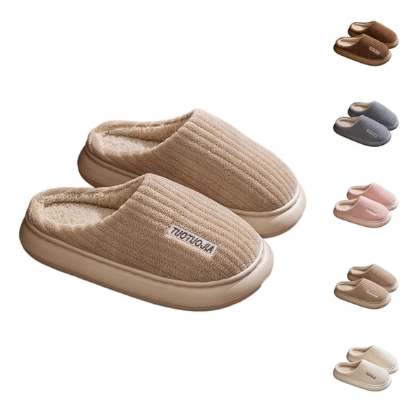Winter Slippers for Women 2025 Fleece Lined Warm Cozy Fuzzy Slip On Slippers Indoor Non Slip Platform House Shoes