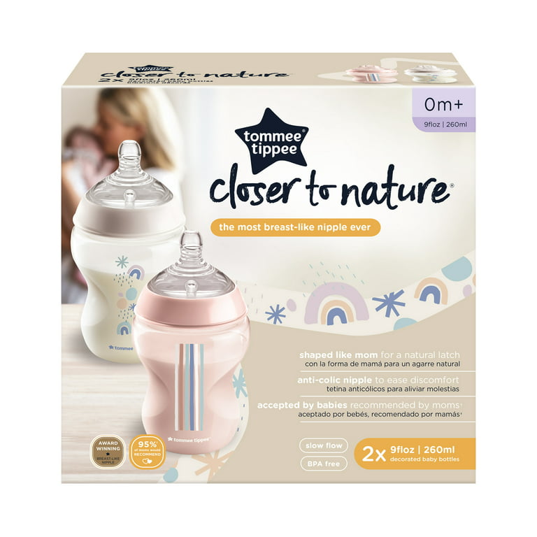 Tommee Tippee Closer to Nature Baby Bottles 9oz, 2 Count, Anti