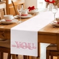 thumbnail image 5 of Valentine's Day Table Runner 72 Inches, Pink Love You with Arrow Minimalist Bed Runner Dresser Scarves Tabletop for Indoor Outdoor Parties/Ceremony/Banquet, 13" x 72", 5 of 8