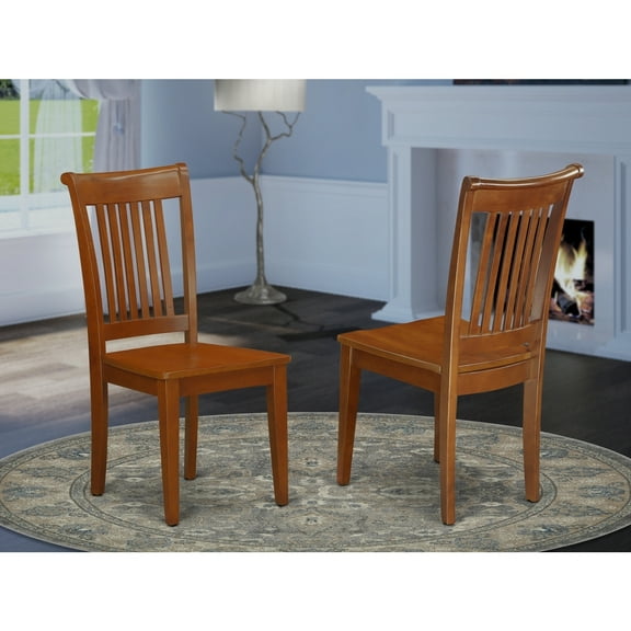 Rustic Dining Chairs - Slat Back Wood Seat - Farmhouse Style - Set of 4