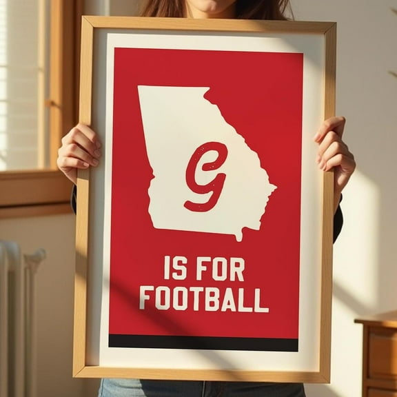 Retro Football Print Georgia Art Poster Sports Team Wall Decor College Sports Gift For Sports Lover Wall Art Sports Dad Gift Wall Art, Modern Wall Decor, 8x12 UNFRAMED