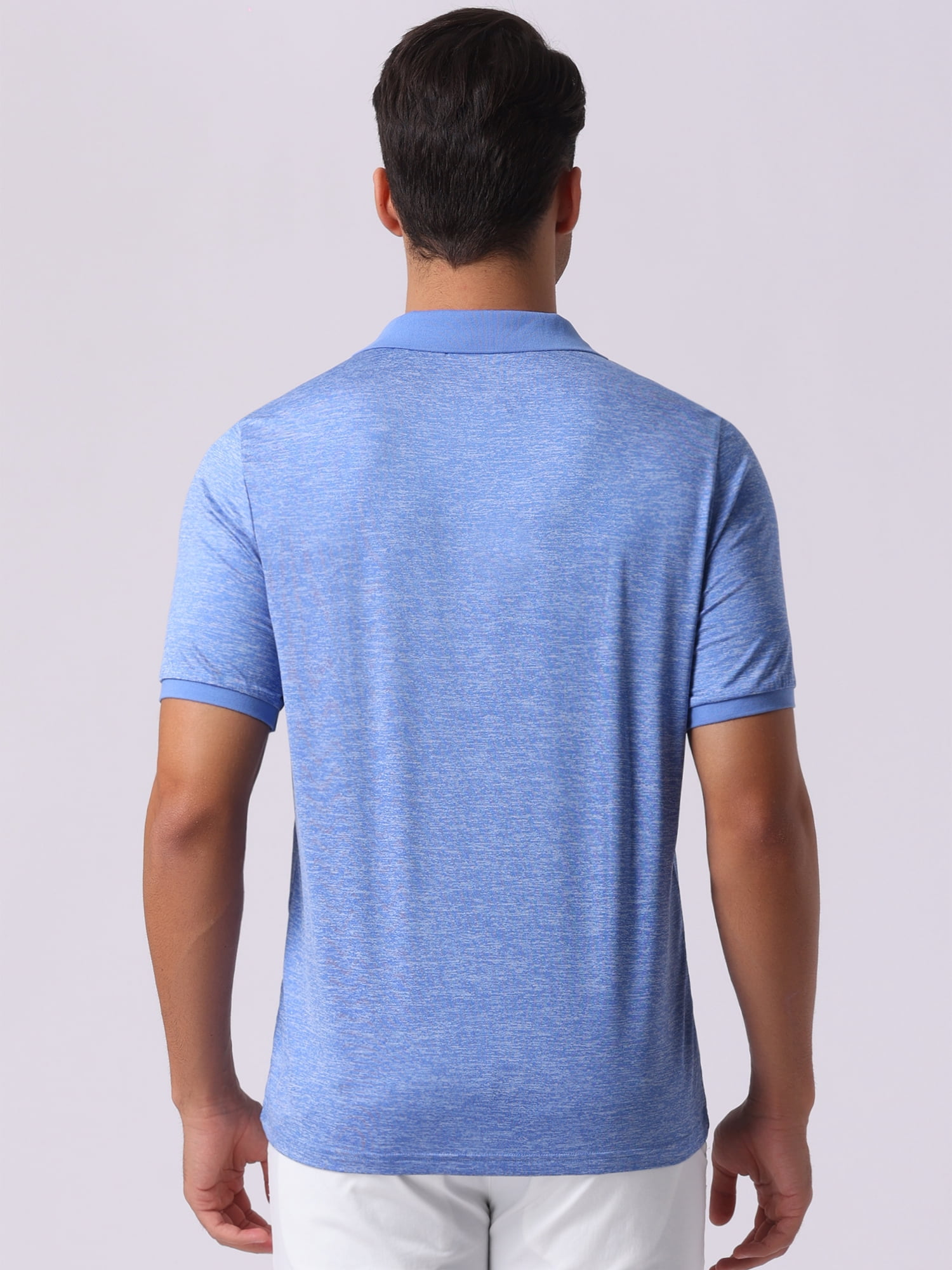DARING DIVA Men's Casual Stretch Athletic Short Sleeve Heathered Golf Polo Shirt 2XL Blue