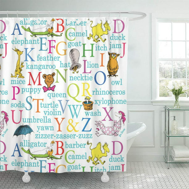 Suttom Colorful Alphabet Dr Seuss Abc Pattern Words Book Add Shower Curtain 60x72 Inch Walmart Com