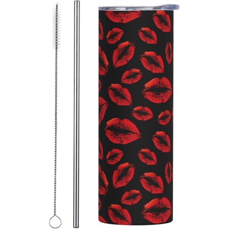 

Athenstics Red Lip Kiss Tumbler 20 Oz-Stainless Steel Thermal Coffee Tumbler- Insulated Coffee Travel Mug Ice Cup With Lids And Straws-1 Metal Straws And 1 Cleaning Brush