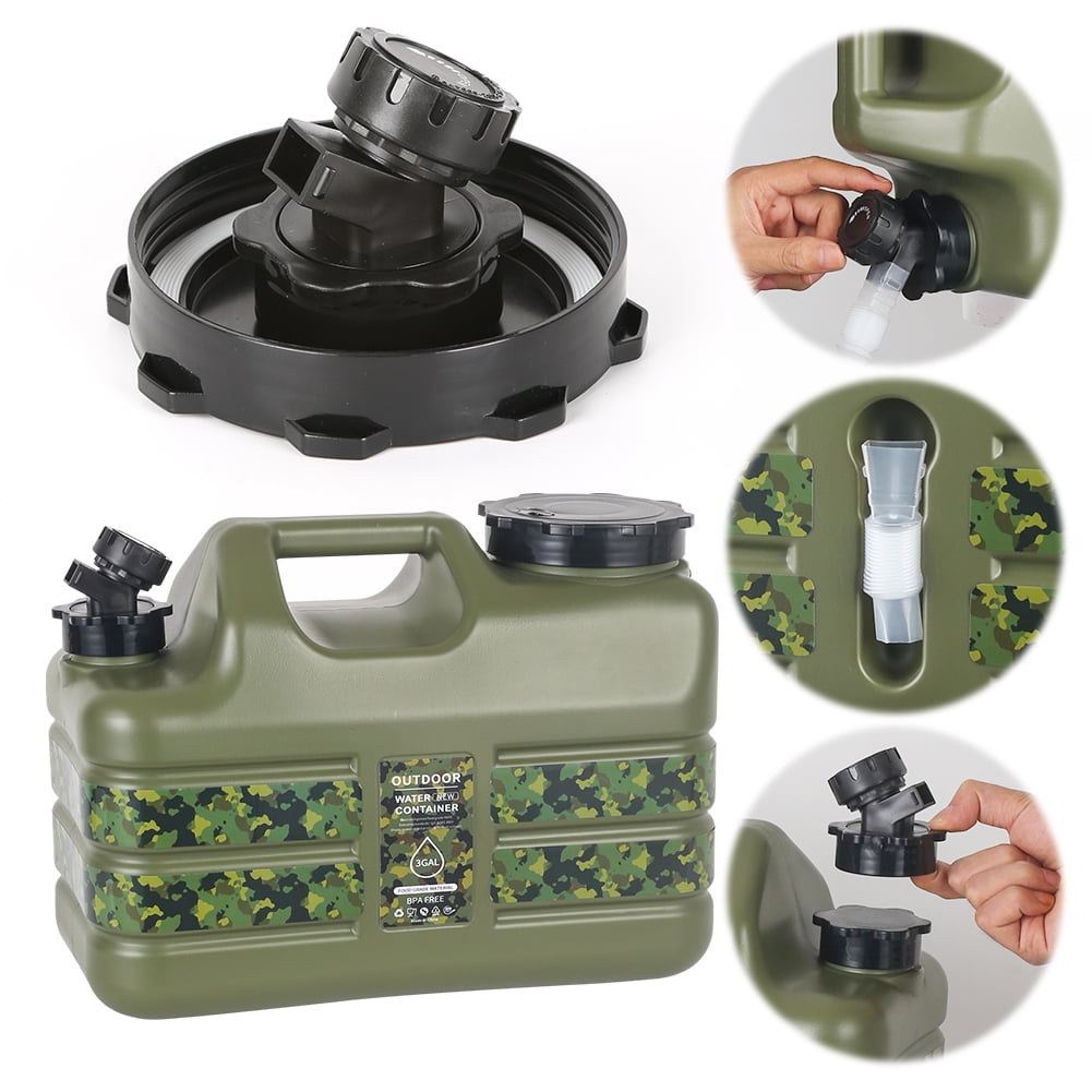 SHUWND 3 Gallon Camping Water Jug with Spigot, Camping Water Container BPA Free Water Storage No Leakage for Outdoor Hiking Picnic Supplies, Green