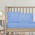 thumbnail image 1 of 3 Piece Toddler Bed Sheet Set - Silky Soft Solid Microfiber Crib Sheets, Hypoallergenic, Cool & Breathable - Includes Fitted Sheet 28"x52", Flat Sheet 45"x60" and 14”x19” Pillowcase - Calm Blue, 1 of 3