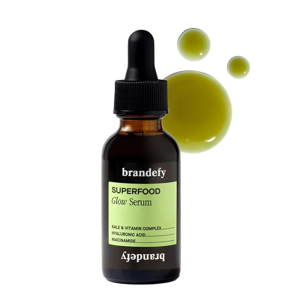 Brandefy Superfood Glow Serum - Kale & Vitamin Complex, Hyaluronic Acid, Niacinamide - Hydrating, Antioxidant Serum for Radiant Skin, Made in the Canada (1 Fl Oz)