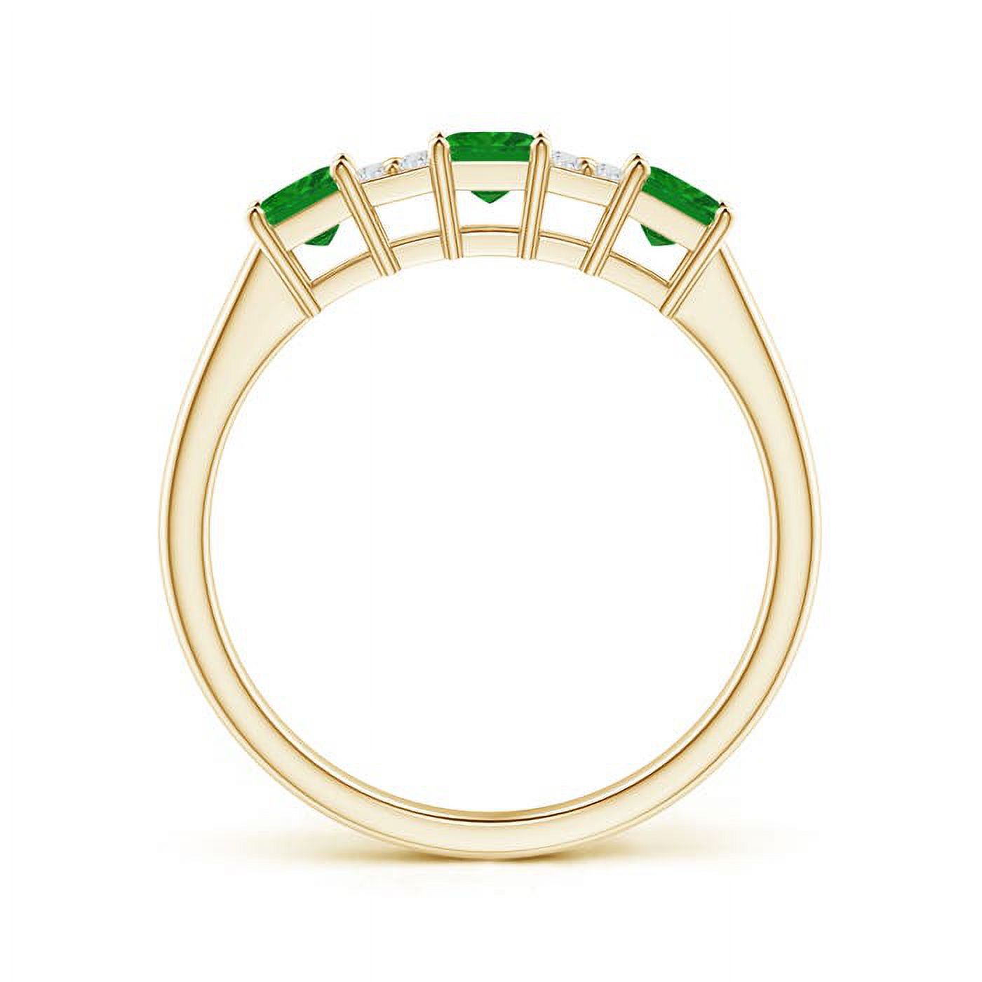 Angara Natural 0.45 Ct. Emerald with Diamond Non Eternity Ring in 14K Yellow Gold for Women (Ring Size: 4) - image 2 of 8