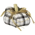 thumbnail image 2 of Northlight Plush Plaid and Jute Pumpkin Fall Harvest Decoration - 6.5" - White and Black, 2 of 5