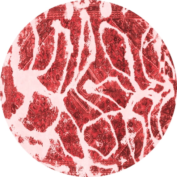 Ahgly Company Indoor Round Abstract Red Modern Area Rugs, 3' Round