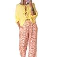 thumbnail image 2 of Womens Tie Front Cardigan Sweaters Light-Weight Knit Ruffle Half Sleeve 2025 Trendy Jacket Yellow L, 2 of 9