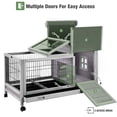 thumbnail image 6 of Aivituvin Rabbit Hutch with Wheels for Indoor Outdoor, Wooden Rabbit Cage with Removable Wire Netting & Leak Proof Tray, Mobile Bunny Cage, Gray, 6 of 9