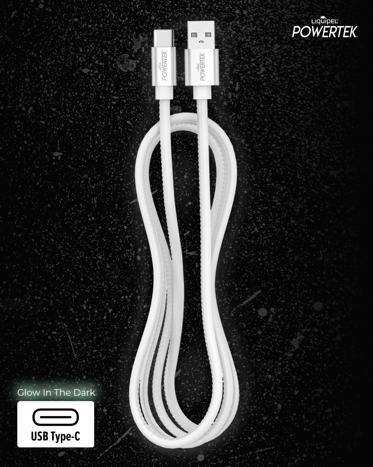 Liquipel Powertek Glow in Dark Cable Type C - White