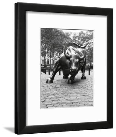 Wall Street Bull Sculpture, Scenic Framed Art Print Wall Art by Chris
