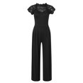 thumbnail image 4 of HXWCHs Women's Business Casual Jumpsuit, Elegant Women's Sleeveless Jumpsuit with Ruffle and Lace Featuring Straight Leg Trousers XXL Black, 4 of 5
