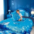 thumbnail image 4 of meiyoeat Water Themed Monogram Queen Comforter Set For Boys,Shark Ocean Initial Art Comforter Sets Queen,Navy Blue Reversible,3-Piece,1 Comforter And 2 Pillowcases, 4 of 7