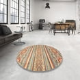 thumbnail image 4 of Ahgly Company Machine Washable Indoor Round Abstract Gold Brown Area Rugs, 5' Round, 4 of 7