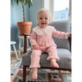 thumbnail image 5 of RUINIXCW Toddler Baby Girl Fall Outfits Casual Plaid Doll Collar Long Sleeve Tops with Ruffled Trim Pants 2 Pcs Set, 5 of 9