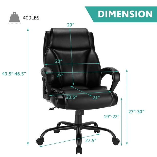 Costway 400 LBS Big Tall Leather Office Chair Adjustable High