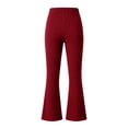 thumbnail image 5 of Mooqilaa Girls Flare Leggings Size 12-13 Years, Ribbed Knit Stretchy Casual High Waist Flare Pants Red, 5 of 7