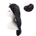 thumbnail image 2 of Gorro de dormir de satén shaofei con banda elástica negro, 2 of 5