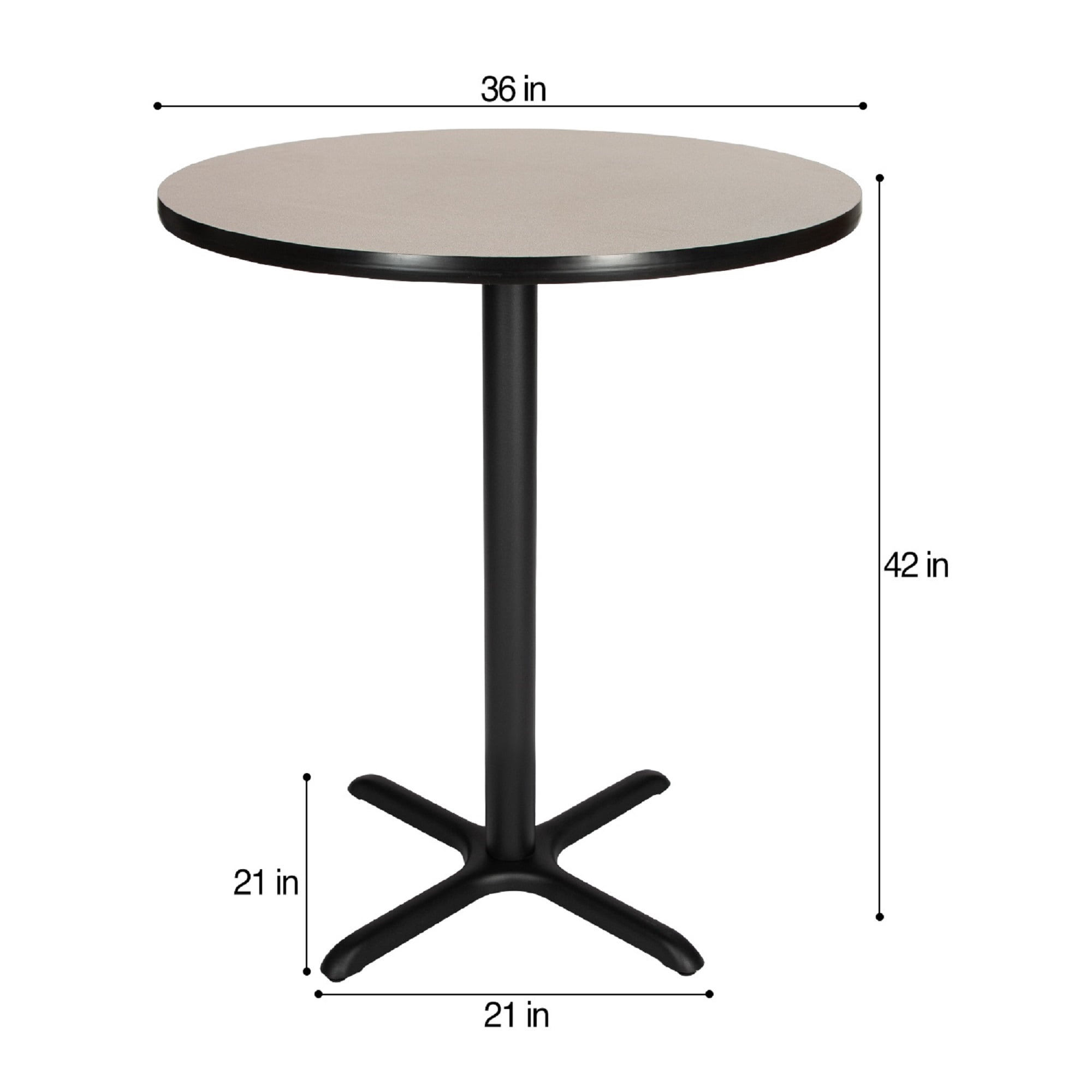 Hampden Furnishings Bennet Collection Steel Frame 36" Round Top, X Base, 42" Height Cafe Table, Black Frame/Grey Nebula Top
