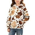 thumbnail image 2 of Girls Hoodies Cute Cow Print Pullover with Pockets Long Sleeve, Animal Hooded Sweatshirt, Warm, Casual, Loose Fit,Fashion Hoodie,Pullover, 2 of 7
