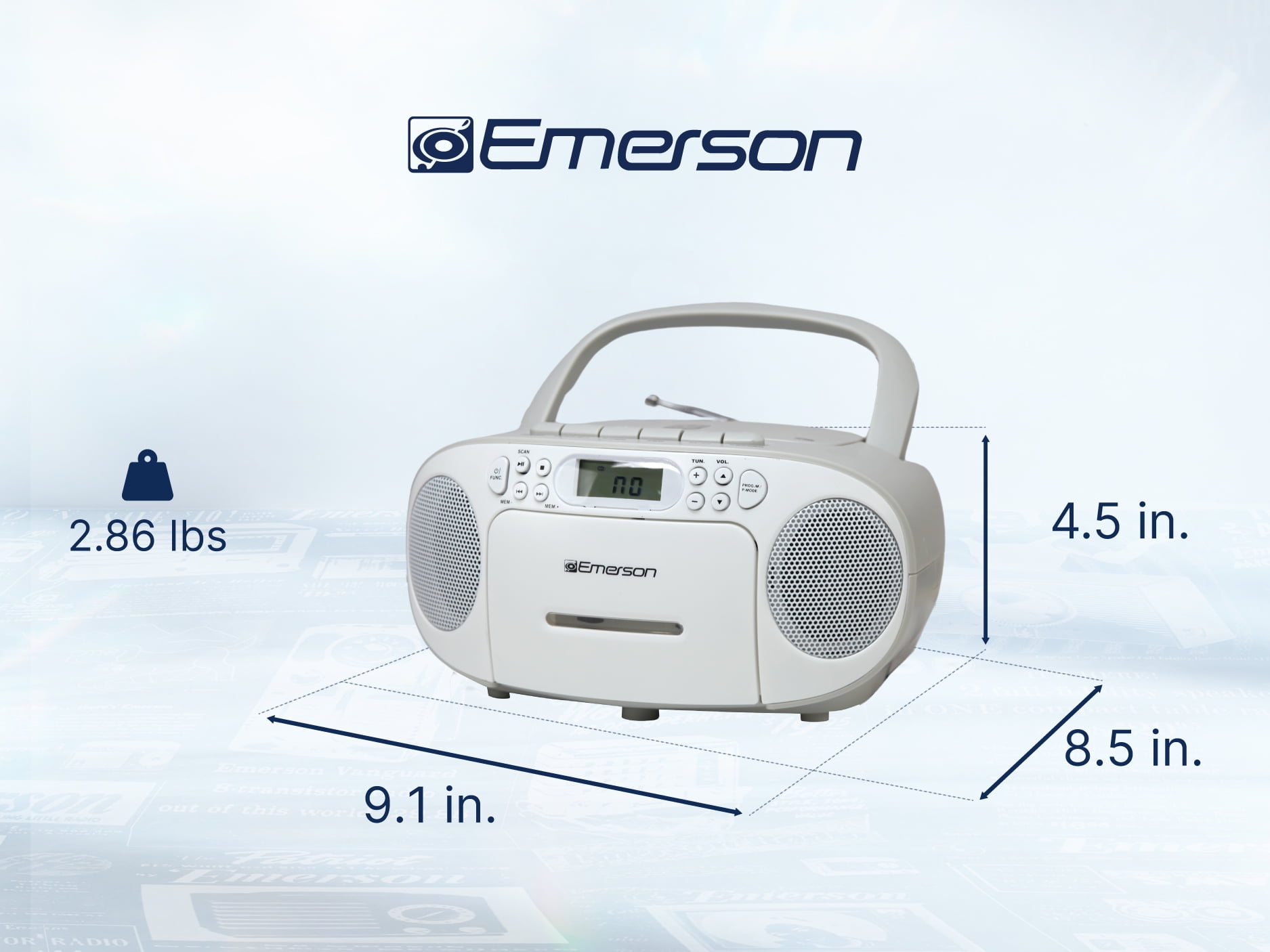 Emerson EPB-3003 Portable CD/Cassette Boombox with AM/FM Radio, Black