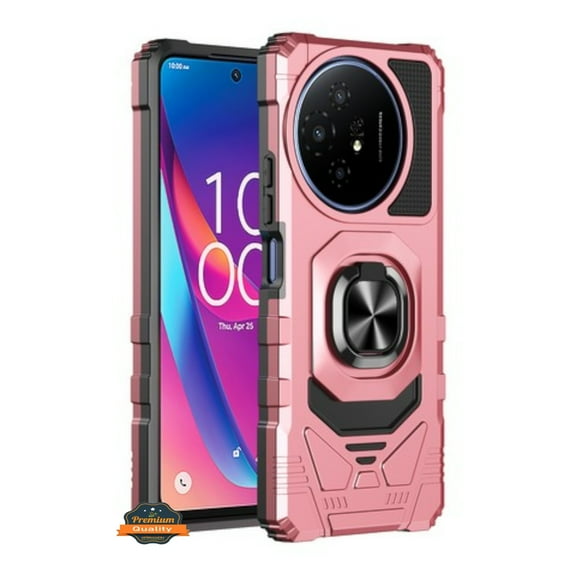 For Revvl 7 5G (T-Mobile) Hybrid Magnetic Car Mount Ring Kickstand Stand Holder Full-Body Armor Hard Protective [Military Grade] Phone Case Cover by Xpression - Rose Gold