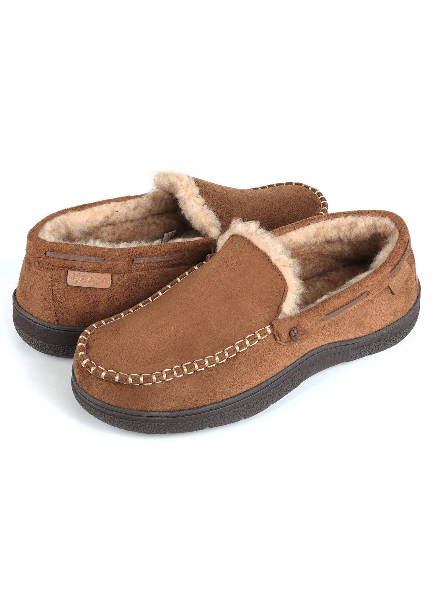 Zigzagger - Men's Microsuede Moccasin Slippers Memory Foam House Shoes