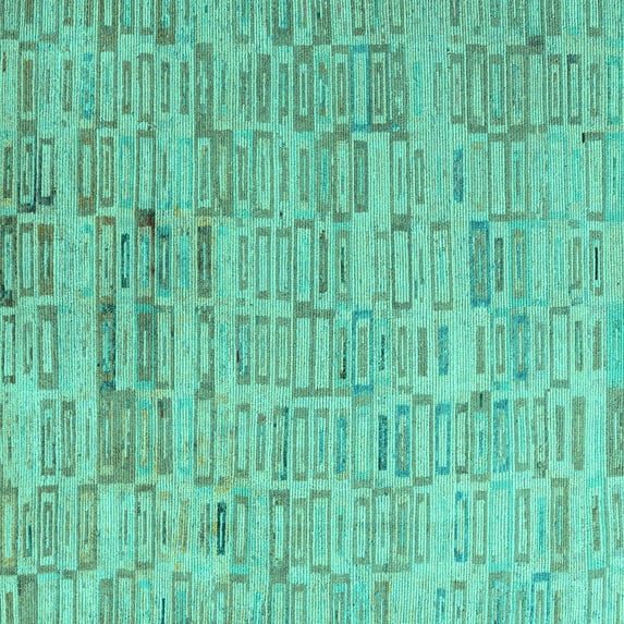 Ahgly Company Indoor Square Abstract Turquoise Blue Modern Area Rugs, 5' Square