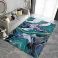 thumbnail image 3 of European Style Blue Green Marble Rug, Golden Glitter Texture Carpet, Soft Washable Non-Slip Modern Indoor Outdoor Decorate Living Room Rug for Kitchen Bedroom Dining 3ft x 4ft, 3 of 6