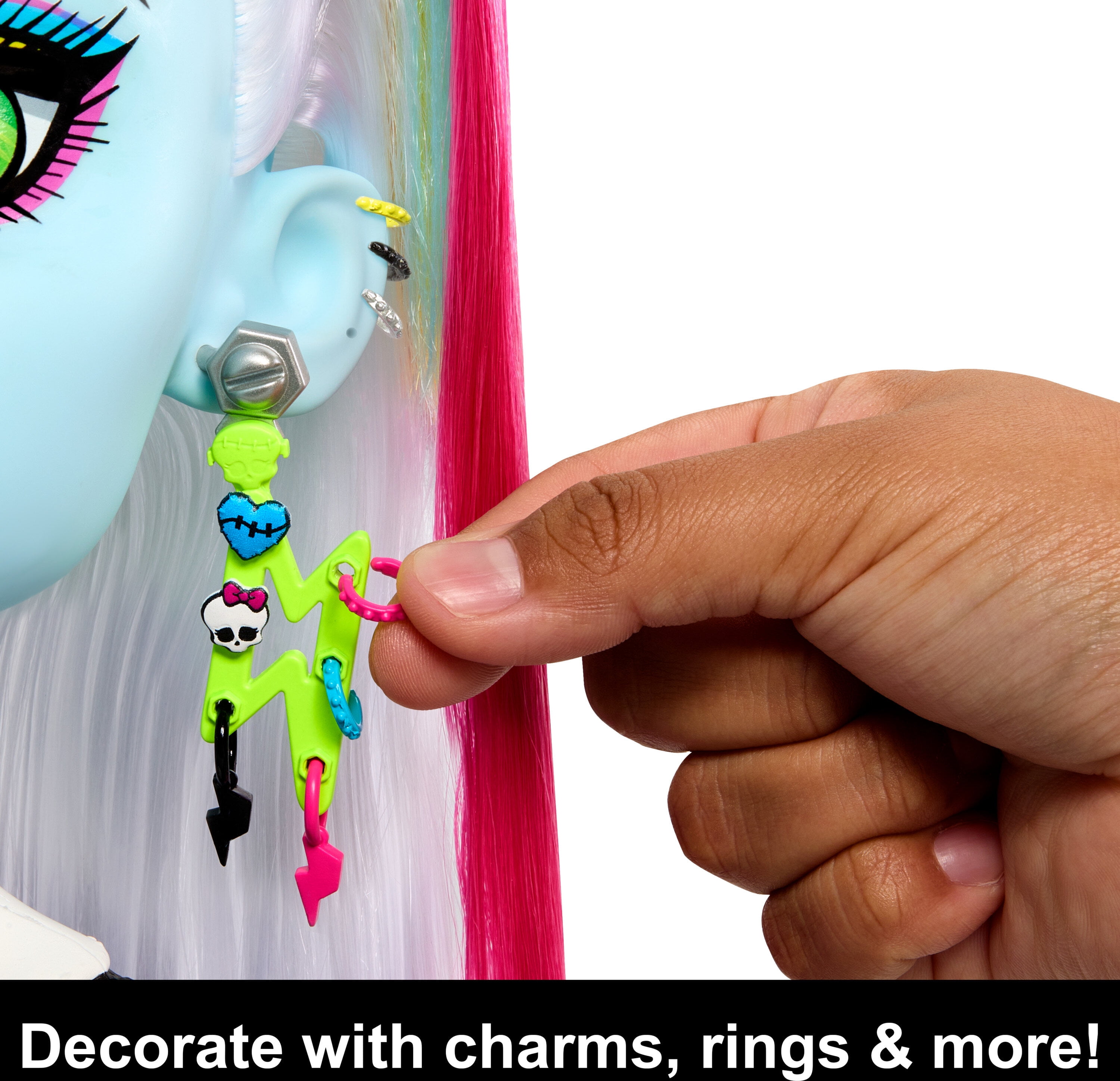 Monster High Frankie Stein Doll Head for Hair Styling with 65+ Nail, Hair and Face Accessories  (图5)