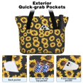 thumbnail image 2 of Tote Bag for Women - Black Sunflower Shoulder Bag - Large Utility Work Duffle Bag with Zipper Handbag for Travel, Work, Sprots, 2 of 5