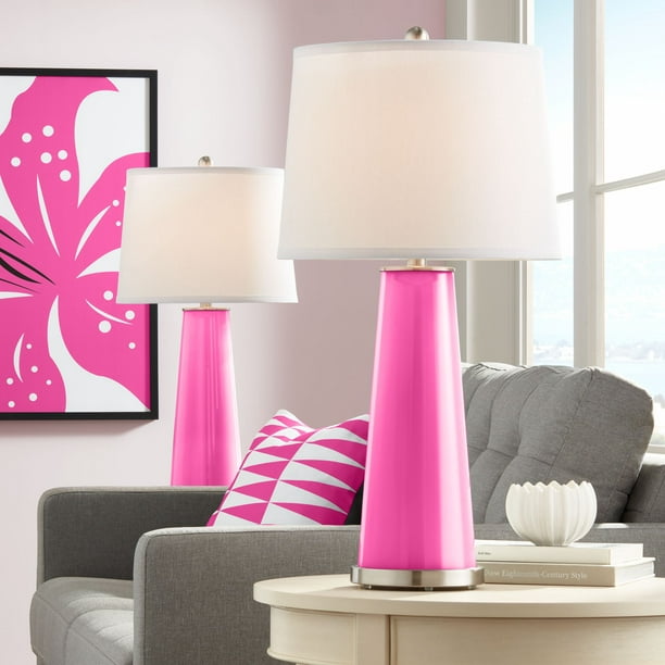 Color Plus Modern Table Lamps Set Of 2, Pink Table Lamps For Living Room