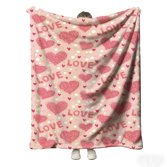 Hearth & Gear Soft And Warm Flannel Throw Blanket For Cozy Comfort Ideal For Valentine's Day And Winter Holidays Blanket $10 Throw Blanket with Pom Poms Full Size Light Weight Blanket Extra Thick