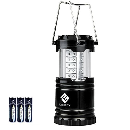 Etekcity Ultra Bright Portable LED Camping Lantern with 3 AA Batteries (Black Collapsible